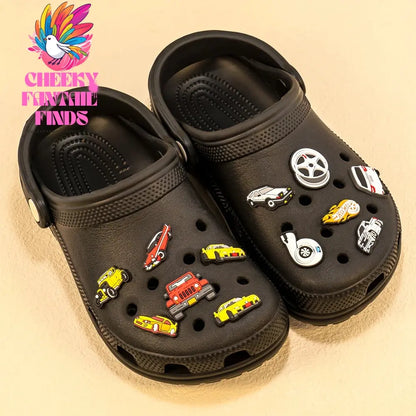 1-20pcs Car Shoe Charms Cool Vehicle Shoe Accessories Cartoon Decorations Pins for Men Boys Kids DIY Clog Buckle Garden Sandal Cheeky Fantail Finds