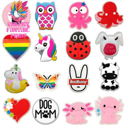 1-20pcs LED Charms for Shoe Lighted Accessories Gamepad Cheese Chips Unicorn LED Pins Shoes Decoration Clogs Buckles Kids Gifts - Cheeky Fantail Finds
