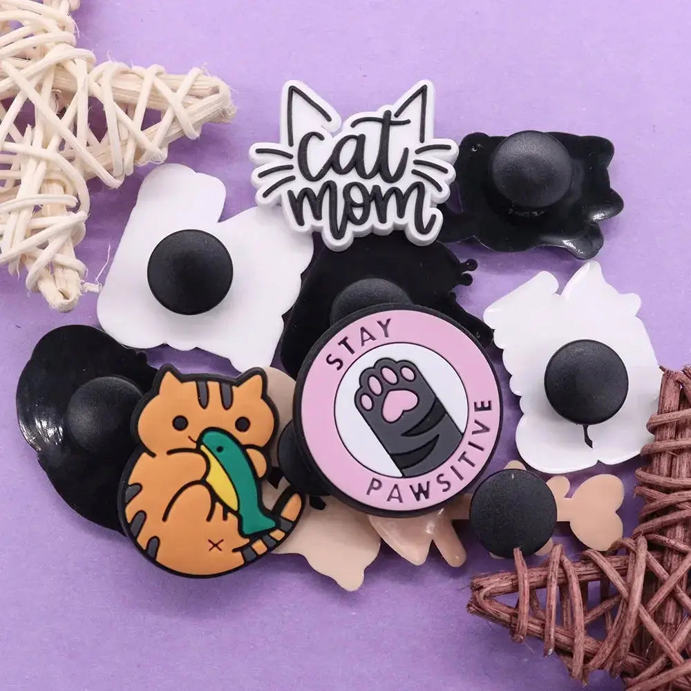 1-22pcs Cute Kawaii Cats Cartoon PVC Sh Accessories Clogs Sandals Shoe Buckle Decoration Pins Kids Friends Gifts - Cheeky Fantail Finds