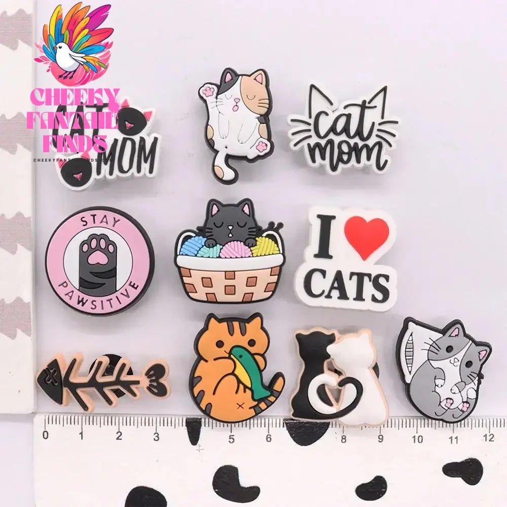 1-22pcs Cute Kawaii Cats Cartoon PVC Sh Accessories Clogs Sandals Shoe Buckle Decoration Pins Kids Friends Gifts - Cheeky Fantail Finds
