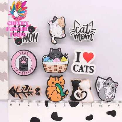 1-22pcs Cute Kawaii Cats Cartoon PVC Sh Accessories Clogs Sandals Shoe Buckle Decoration Pins Kids Friends Gifts - Cheeky Fantail Finds