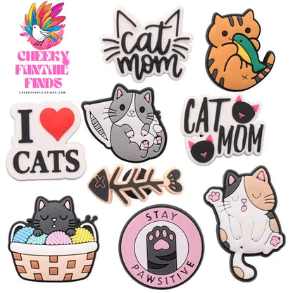 1-22pcs Cute Kawaii Cats Cartoon PVC Sh Accessories Clogs Sandals Shoe Buckle Decoration Pins Kids Friends Gifts - Cheeky Fantail Finds