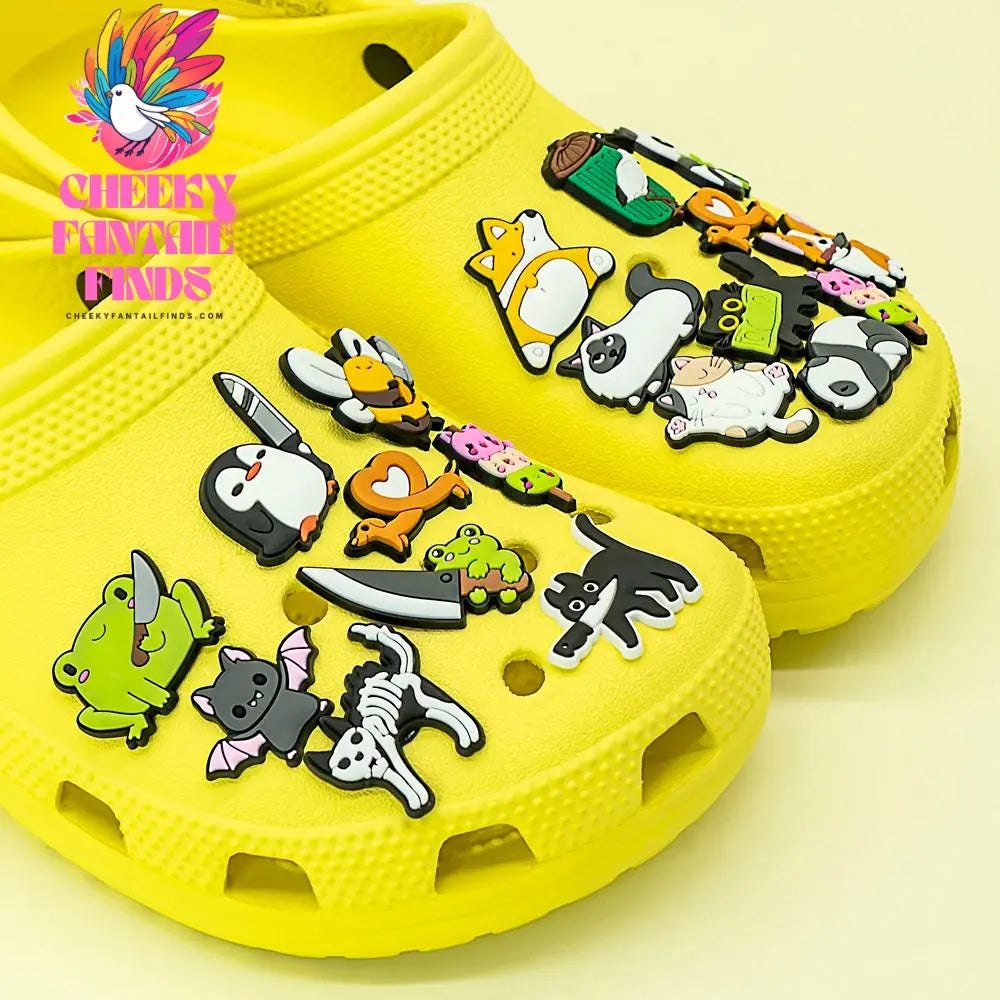 1/25PCS Cute Panda Shoes Charms for Women Funny Cat Dog Duck Penguin Shoes Decoration Frog Bee Bat Garden Sandals Pin Clog Cheeky Fantail Finds