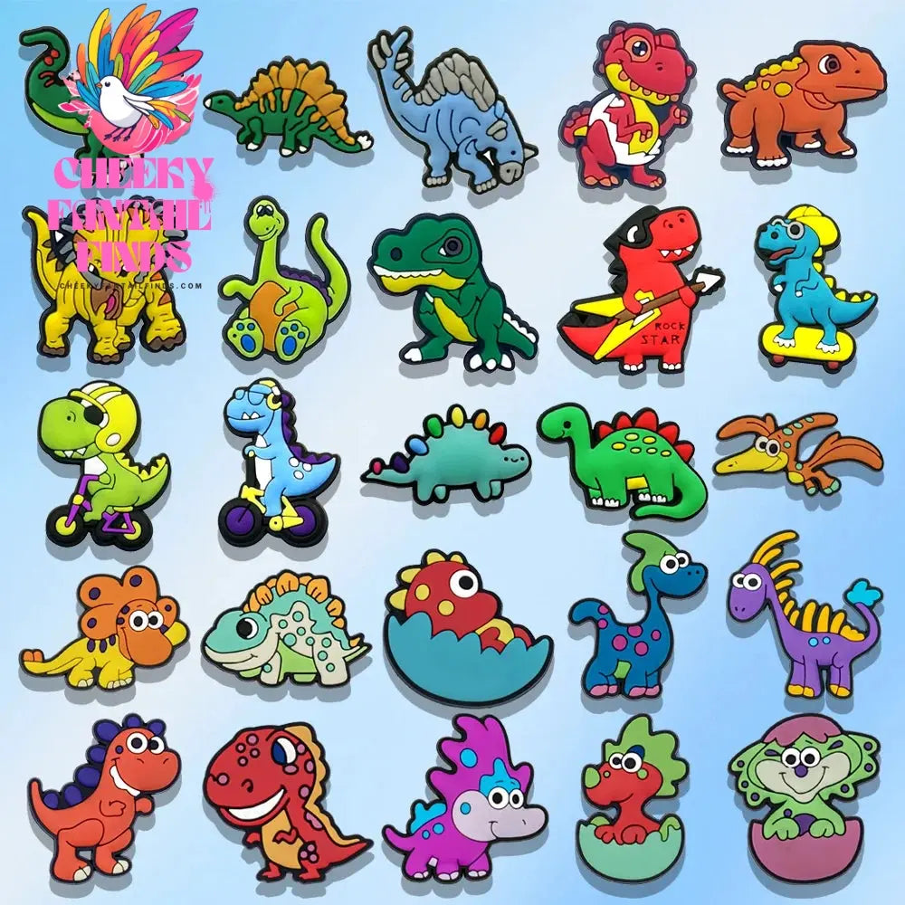 1/25pcs Dinosaur Shoe Charms Pterosaur Stegosaurus  Triceratops Shoe Decorations Pins for Kid Boy Shoe Accessories Ornament Gift - Cheeky Fantail Finds