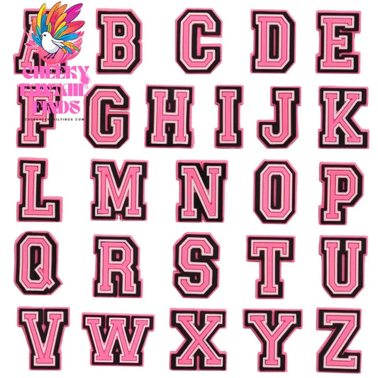1-26Pcs PVC Pink English Letter Alphabet Sandals Shoe Charms Accessories Kids Designer Decoration DIY Backpack - Cheeky Fantail Finds