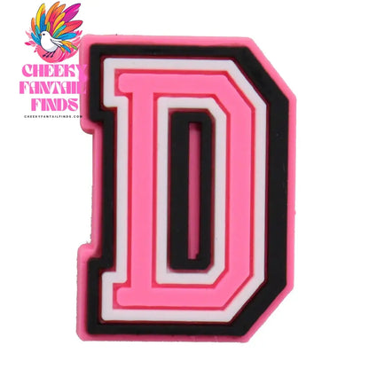 1-26Pcs PVC Pink English Letter Alphabet Sandals Shoe Charms Accessories Kids Designer Decoration DIY Backpack - Cheeky Fantail Finds