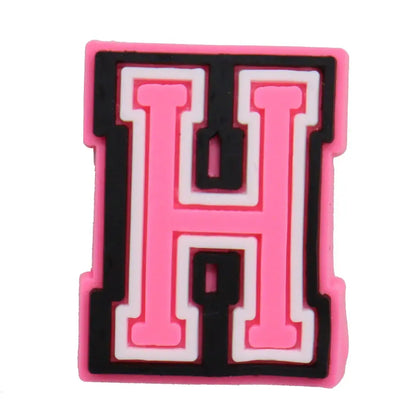 1-26Pcs PVC Pink English Letter Alphabet Sandals Shoe Charms Accessories Kids Designer Decoration DIY Backpack - Cheeky Fantail Finds