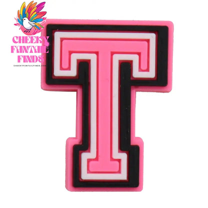 1-26Pcs PVC Pink English Letter Alphabet Sandals Shoe Charms Accessories Kids Designer Decoration DIY Backpack - Cheeky Fantail Finds