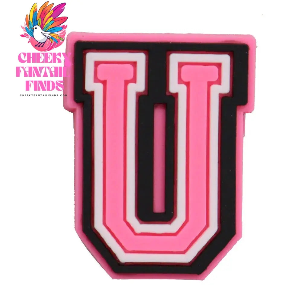 1-26Pcs PVC Pink English Letter Alphabet Sandals Shoe Charms Accessories Kids Designer Decoration DIY Backpack - Cheeky Fantail Finds
