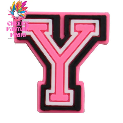 1-26Pcs PVC Pink English Letter Alphabet Sandals Shoe Charms Accessories Kids Designer Decoration DIY Backpack - Cheeky Fantail Finds