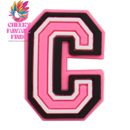 1-26Pcs PVC Pink English Letter Alphabet Sandals Shoe Charms Accessories Kids Designer Decoration DIY Backpack - Cheeky Fantail Finds