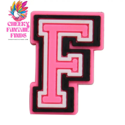1-26Pcs PVC Pink English Letter Alphabet Sandals Shoe Charms Accessories Kids Designer Decoration DIY Backpack - Cheeky Fantail Finds