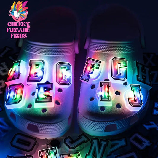 1/26pcs Letter LED Pins for Kids Lighted Shoe Charms Glowing Accessories Shoe Decorations Gifts Sandals Clog Buckles Ornament Cheeky Fantail Finds