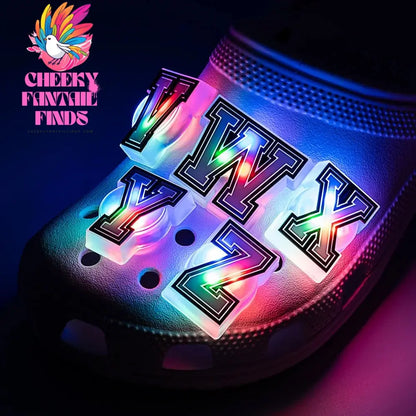 1/26pcs Letter LED Pins for Kids Lighted Shoe Charms Glowing Accessories Shoe Decorations Gifts Sandals Clog Buckles Ornament Cheeky Fantail Finds