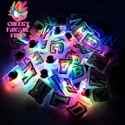 1/26pcs Letter LED Pins for Kids Lighted Shoe Charms Glowing Accessories Shoe Decorations Gifts Sandals Clog Buckles Ornament Cheeky Fantail Finds