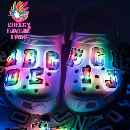 1/26pcs Letter LED Shoe Charms Glowing Accessories Lighted Pins for Kids Shoe Decorations Gifts Sandals Clog Buckles Ornament Cheeky Fantail Finds