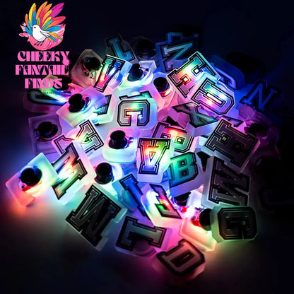 1/26pcs Letter LED Shoe Charms Glowing Accessories Lighted Pins for Kids Shoe Decorations Gifts Sandals Clog Buckles Ornament Cheeky Fantail Finds