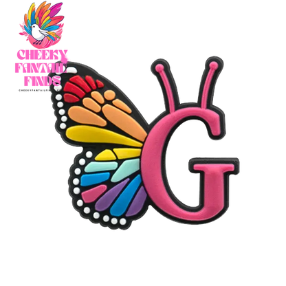 1/26pcs PVC Butterfly Letters Shoe Charms for DIY Sandals Alphabet Shoe Decorations Pins for Women Girl Sandals Accessories Gift - Cheeky Fantail Finds
