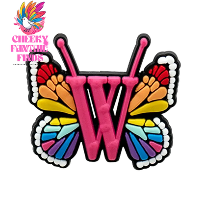 1/26pcs PVC Butterfly Letters Shoe Charms for DIY Sandals Alphabet Shoe Decorations Pins for Women Girl Sandals Accessories Gift - Cheeky Fantail Finds