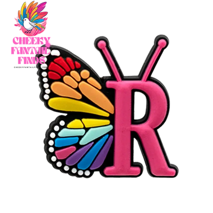 1/26pcs PVC Butterfly Letters Shoe Charms for DIY Sandals Alphabet Shoe Decorations Pins for Women Girl Sandals Accessories Gift - Cheeky Fantail Finds