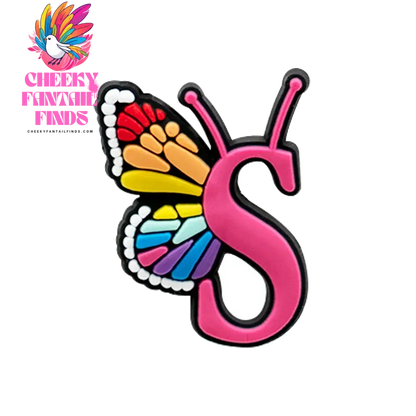 1/26pcs PVC Butterfly Letters Shoe Charms for DIY Sandals Alphabet Shoe Decorations Pins for Women Girl Sandals Accessories Gift - Cheeky Fantail Finds
