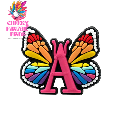 1/26pcs PVC Butterfly Letters Shoe Charms for DIY Sandals Alphabet Shoe Decorations Pins for Women Girl Sandals Accessories Gift - Cheeky Fantail Finds