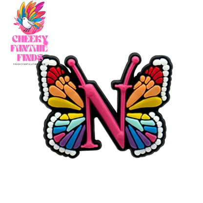 1/26pcs PVC Butterfly Letters Shoe Charms for DIY Sandals Alphabet Shoe Decorations Pins for Women Girl Sandals Accessories Gift - Cheeky Fantail Finds