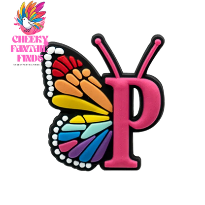 1/26pcs PVC Butterfly Letters Shoe Charms for DIY Sandals Alphabet Shoe Decorations Pins for Women Girl Sandals Accessories Gift - Cheeky Fantail Finds