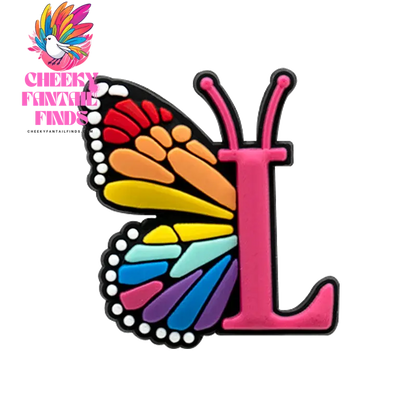 1/26pcs PVC Butterfly Letters Shoe Charms for DIY Sandals Alphabet Shoe Decorations Pins for Women Girl Sandals Accessories Gift - Cheeky Fantail Finds