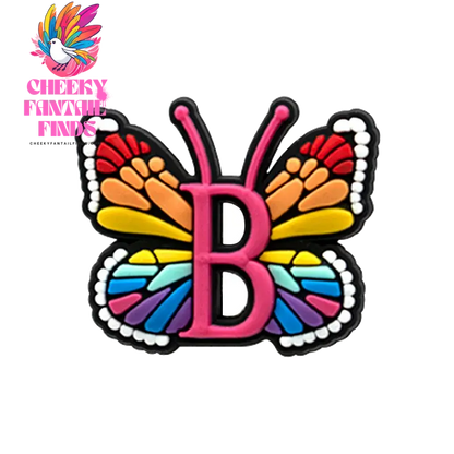 1/26pcs PVC Butterfly Letters Shoe Charms for DIY Sandals Alphabet Shoe Decorations Pins for Women Girl Sandals Accessories Gift - Cheeky Fantail Finds