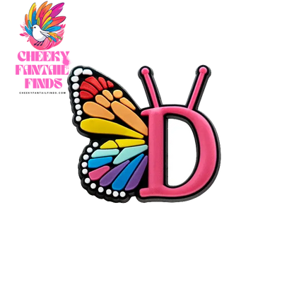 1/26pcs PVC Butterfly Letters Shoe Charms for DIY Sandals Alphabet Shoe Decorations Pins for Women Girl Sandals Accessories Gift - Cheeky Fantail Finds