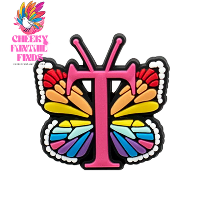 1/26pcs PVC Butterfly Letters Shoe Charms for DIY Sandals Alphabet Shoe Decorations Pins for Women Girl Sandals Accessories Gift - Cheeky Fantail Finds
