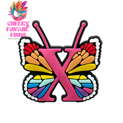 1/26pcs PVC Butterfly Letters Shoe Charms for DIY Sandals Alphabet Shoe Decorations Pins for Women Girl Sandals Accessories Gift - Cheeky Fantail Finds