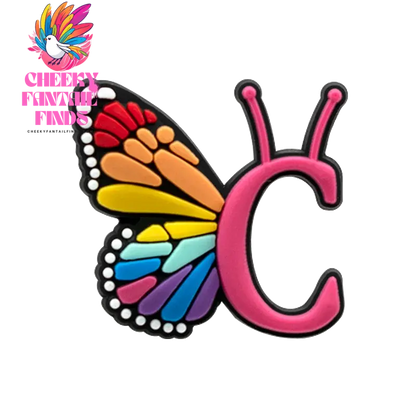 1/26pcs PVC Butterfly Letters Shoe Charms for DIY Sandals Alphabet Shoe Decorations Pins for Women Girl Sandals Accessories Gift - Cheeky Fantail Finds