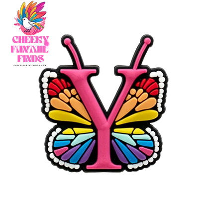 1/26pcs PVC Butterfly Letters Shoe Charms for DIY Sandals Alphabet Shoe Decorations Pins for Women Girl Sandals Accessories Gift - Cheeky Fantail Finds
