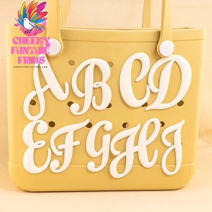 1/26pcs PVC Latin Letter Decorative for Rubber Tote Bag Accessories for Girl Women Beach Hand Bag DIY Charms Decorations Buckles - Cheeky Fantail Finds