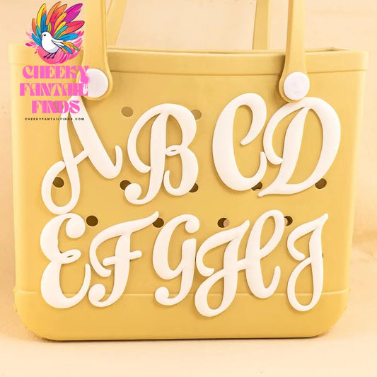 1/26pcs PVC Latin Letter Decorative for Rubber Tote Bag Accessories for Girl Women Beach Hand Bag DIY Charms Decorations Buckles - Cheeky Fantail Finds