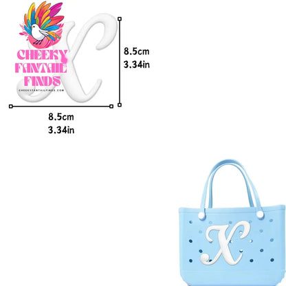 1/26pcs PVC Latin Letter Decorative for Rubber Tote Bag Accessories for Girl Women Beach Hand Bag DIY Charms Decorations Buckles - Cheeky Fantail Finds