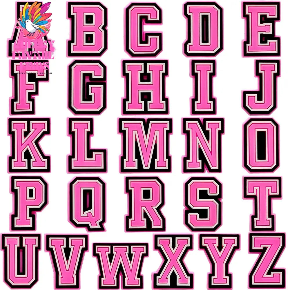 1/26pcs PVC Pink Letters Shoe Charms Alphabet for DIY Shoe Decorations Pins for Women Girl Sandal Accessories Ornaments Buckles - Cheeky Fantail Finds