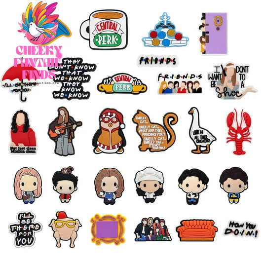 1/28 pcs Old Friends PVC Shoe Charms Goose Turkey Lobster Shoe Clips Decorations Door Sofa Mirror Pins Clog Jeans Pins for Kids Cheeky Fantail Finds