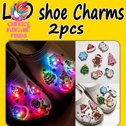 1/2PCS LED Christmas Gifts Shoes Charms Santa Claus Snowman Luminous Shoe Accessories Gingerbread Man Dog Cat Clog Deccoration - Cheeky Fantail Finds