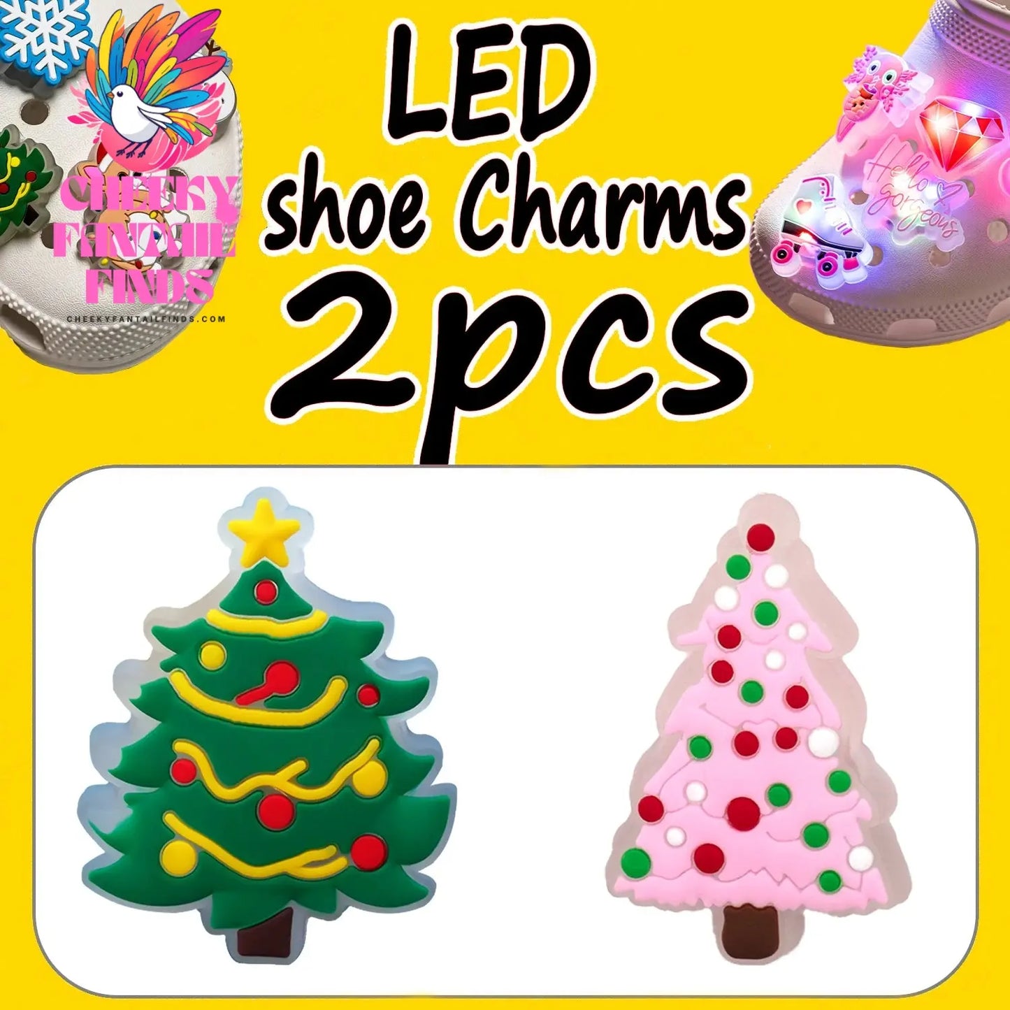 1/2PCS LED Christmas Gifts Shoes Charms Santa Claus Snowman Luminous Shoe Accessories Gingerbread Man Dog Cat Clog Deccoration - Cheeky Fantail Finds