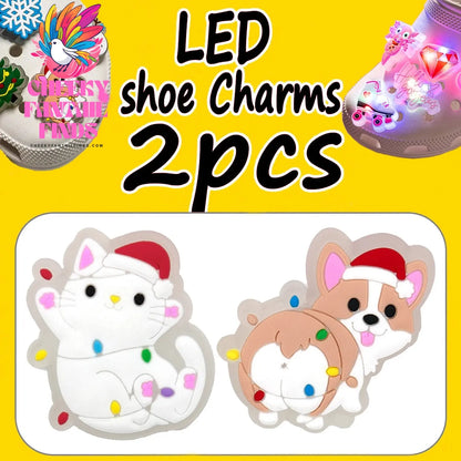 1/2PCS LED Christmas Gifts Shoes Charms Santa Claus Snowman Luminous Shoe Accessories Gingerbread Man Dog Cat Clog Deccoration - Cheeky Fantail Finds