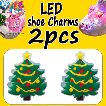 1/2PCS LED Christmas Gifts Shoes Charms Santa Claus Snowman Luminous Shoe Accessories Gingerbread Man Dog Cat Clog Deccoration - Cheeky Fantail Finds