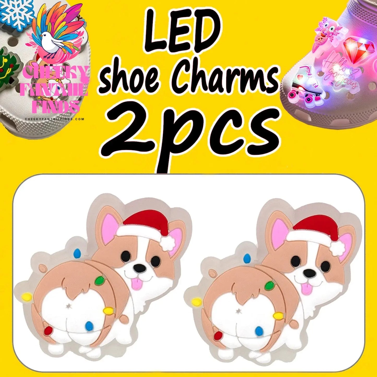1/2PCS LED Christmas Gifts Shoes Charms Santa Claus Snowman Luminous Shoe Accessories Gingerbread Man Dog Cat Clog Deccoration - Cheeky Fantail Finds