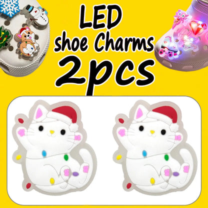 1/2PCS LED Christmas Gifts Shoes Charms Santa Claus Snowman Luminous Shoe Accessories Gingerbread Man Dog Cat Clog Deccoration - Cheeky Fantail Finds