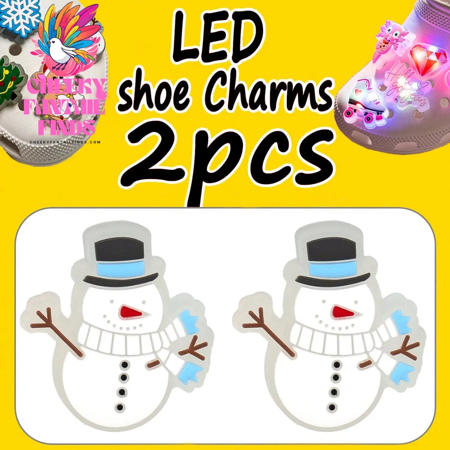 1/2PCS LED Christmas Gifts Shoes Charms Santa Claus Snowman Luminous Shoe Accessories Gingerbread Man Dog Cat Clog Deccoration - Cheeky Fantail Finds