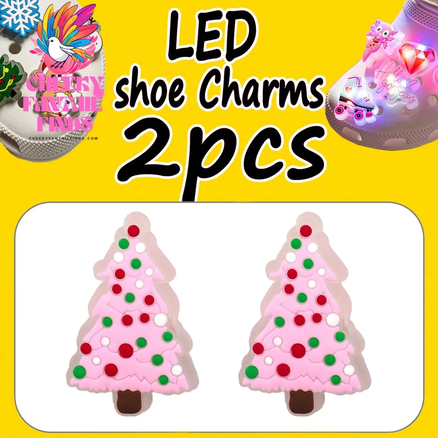 1/2PCS LED Christmas Gifts Shoes Charms Santa Claus Snowman Luminous Shoe Accessories Gingerbread Man Dog Cat Clog Deccoration - Cheeky Fantail Finds