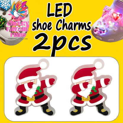 1/2PCS LED Christmas Gifts Shoes Charms Santa Claus Snowman Luminous Shoe Accessories Gingerbread Man Dog Cat Clog Deccoration - Cheeky Fantail Finds