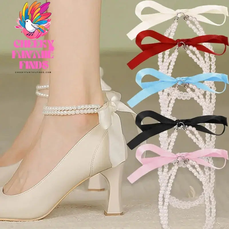 1-2Pair Pearl Chain Anklets Anti-skid High-heeled Shoes Straps Adjustable Ankle Holding Ankle Chain Party Jewelry Heels Band Cheeky Fantail Finds